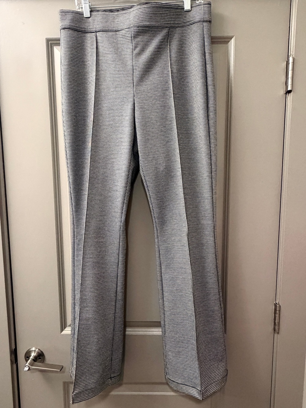LOFT Houndstooth Pull-on Black and White Wide-leg Pants - Large